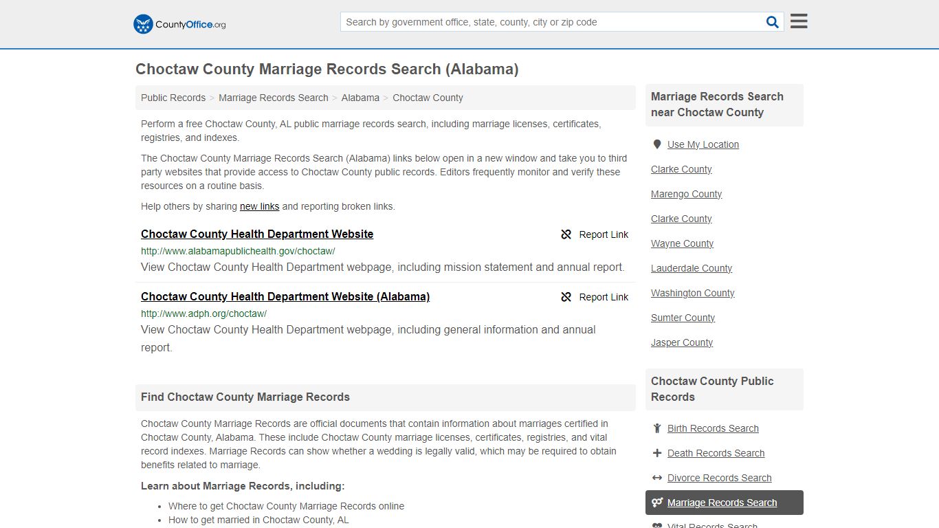 Choctaw County Marriage Records Search (Alabama) - County Office