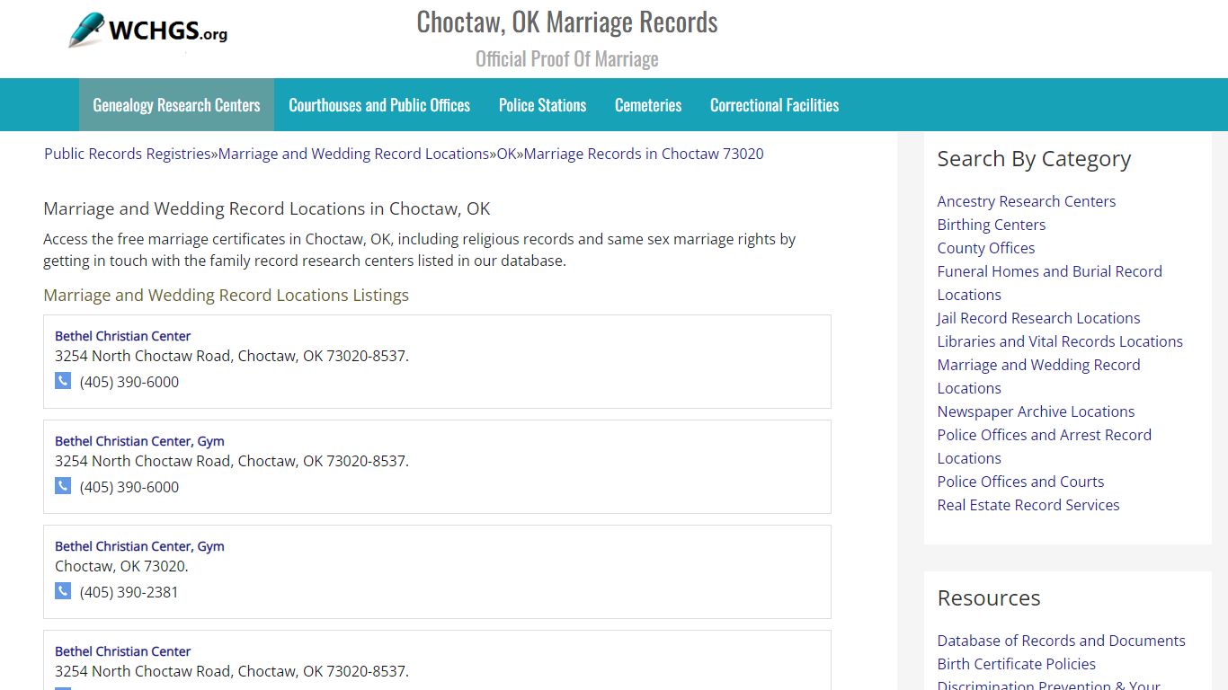 Choctaw, OK Marriage Records - Official Proof Of Marriage