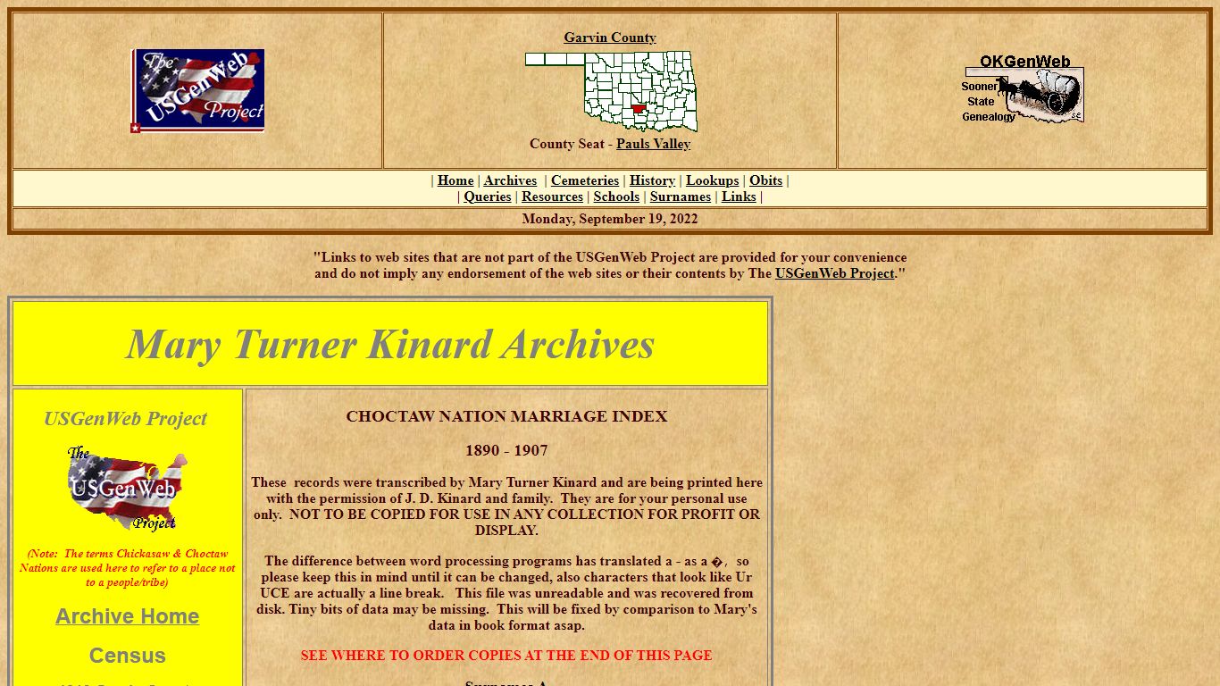 Choctaw Nation Marriage Index, 1890 - 1907 - OKGenWeb