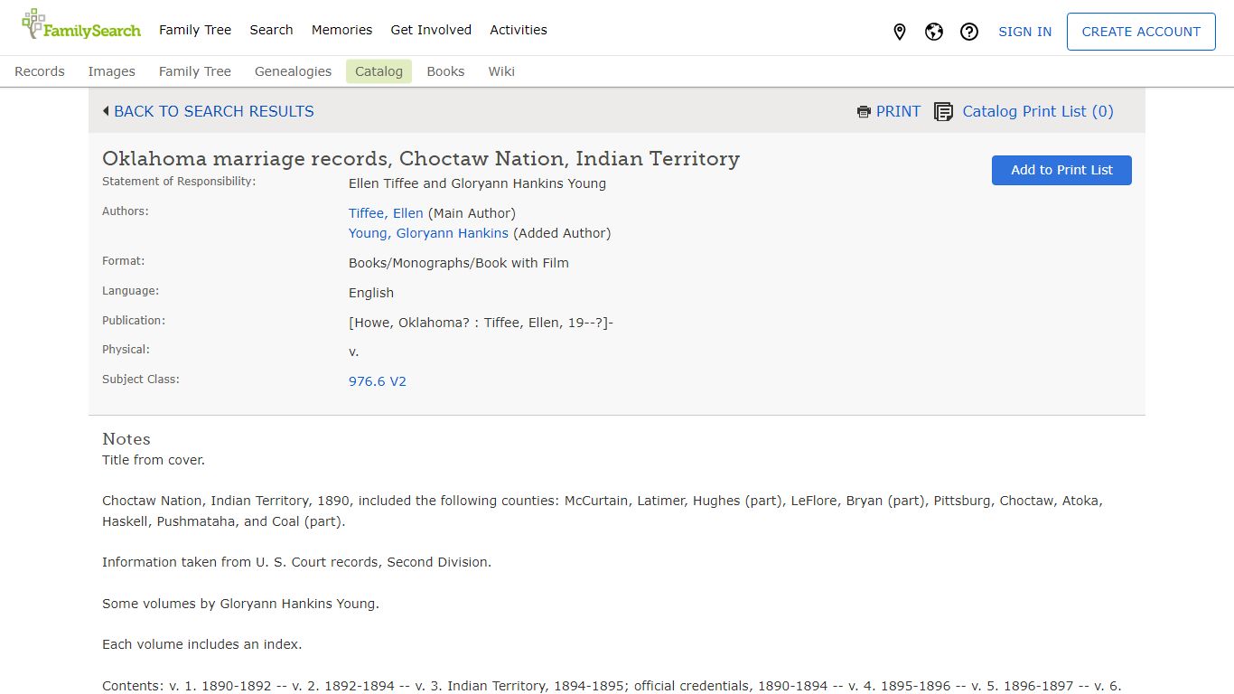 Oklahoma marriage records, Choctaw Nation, Indian Territory - FamilySearch